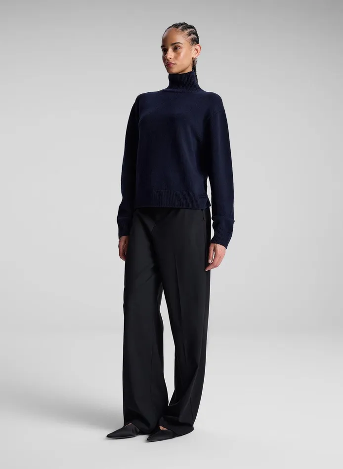 Women Teddy Cashmere Turtleneck Sweater Navy ALC Knitwear