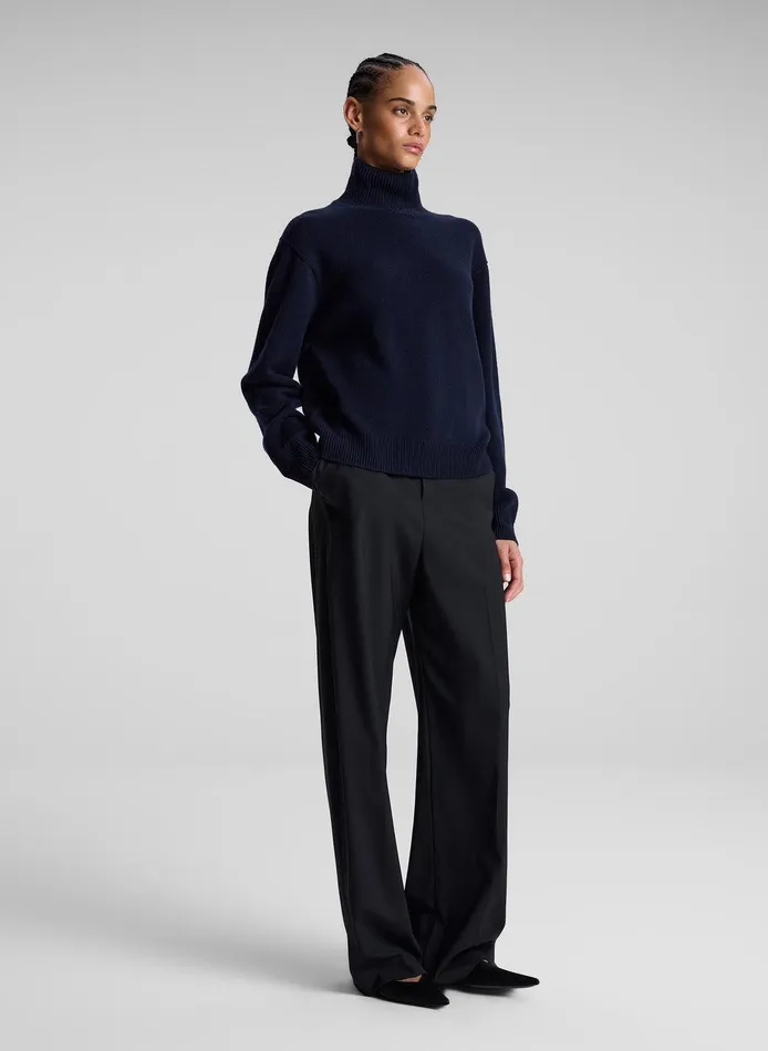 Women Teddy Cashmere Turtleneck Sweater Navy ALC Knitwear