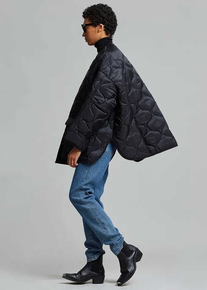 Women Teddy Quilted Jacket 8211 Black The Frankie Shop Outerwear