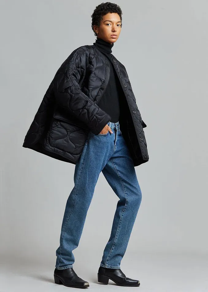 Women Teddy Quilted Jacket 8211 Black The Frankie Shop Outerwear
