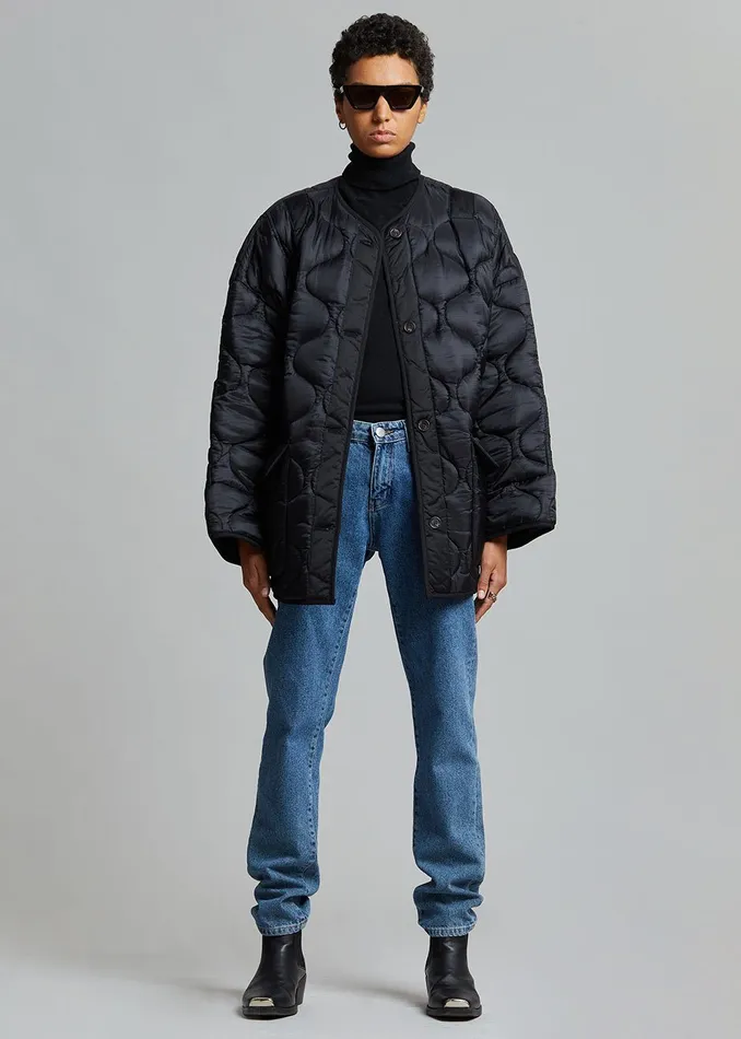 Women Teddy Quilted Jacket 8211 Black The Frankie Shop Outerwear
