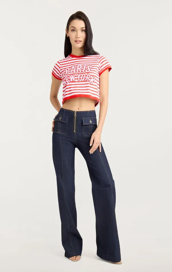Women Tees and Pullovers Cinq Sept Becka Tee Whitecherry Tomato