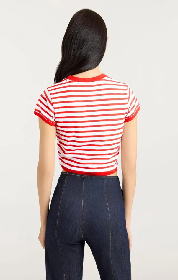 Women Tees and Pullovers Cinq Sept Becka Tee Whitecherry Tomato