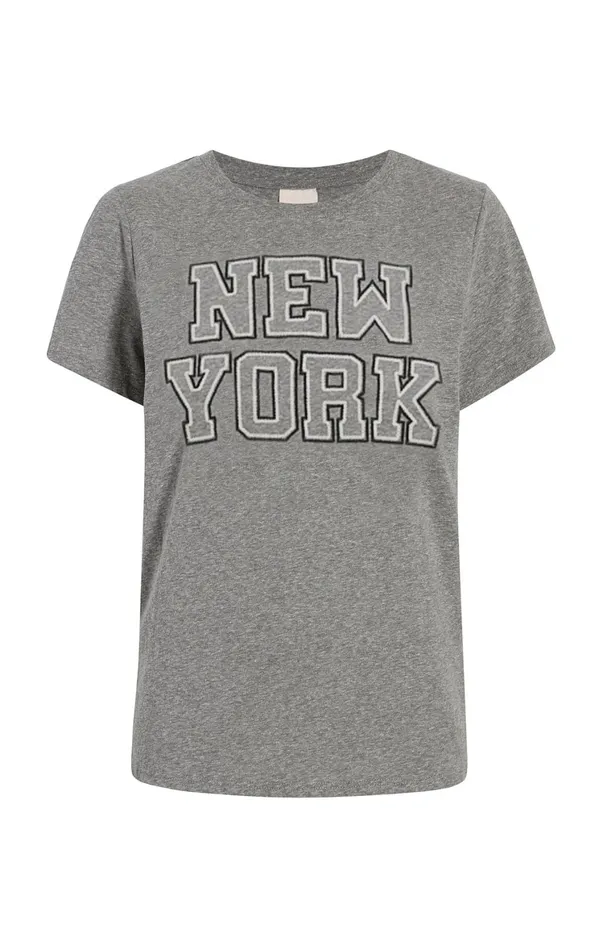 Women Tees and Pullovers Cinq Sept Chainstitch Paris New York Tee Heather Greywhite