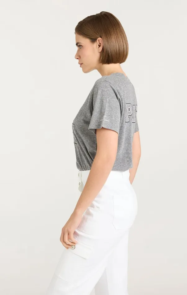 Women Tees and Pullovers Cinq Sept Chainstitch Paris New York Tee Heather Greywhite