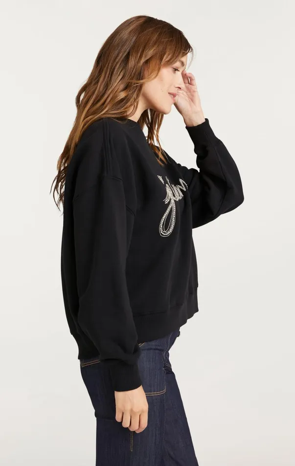 Women Tees and Pullovers Cinq Sept Je T039aime Chain Brandy Pullover Black