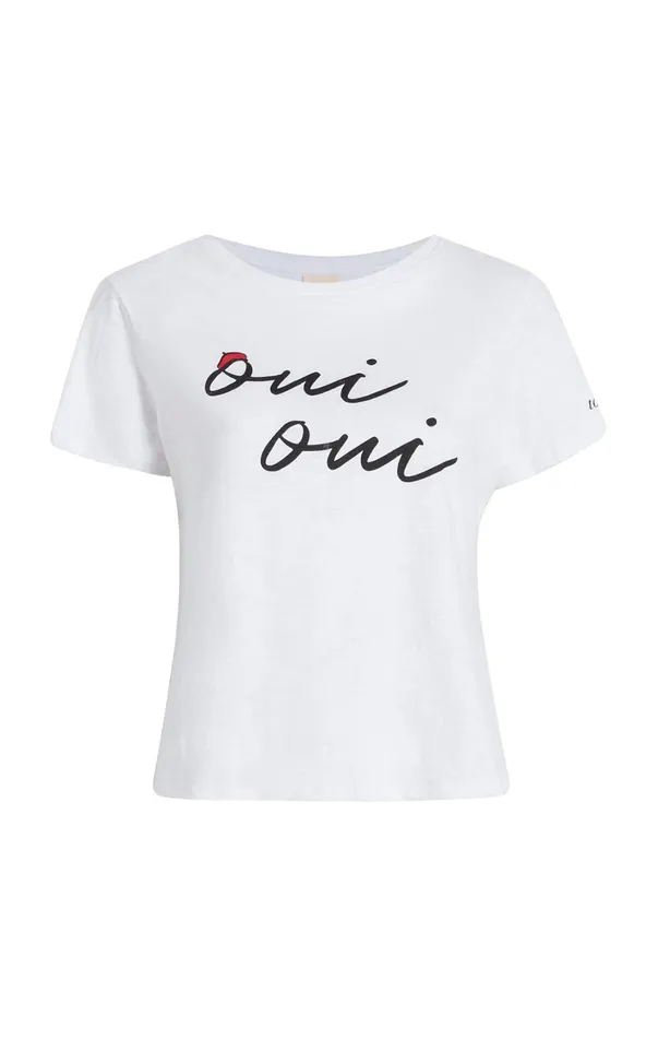 Women Tees and Pullovers Cinq Sept Shrunken Oui Oui Tee Whiteblack