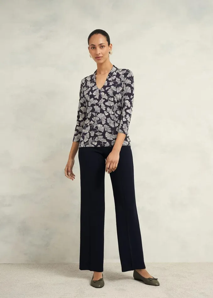 Women Tops Hobbs Aimee Printed Top Navy Ivory