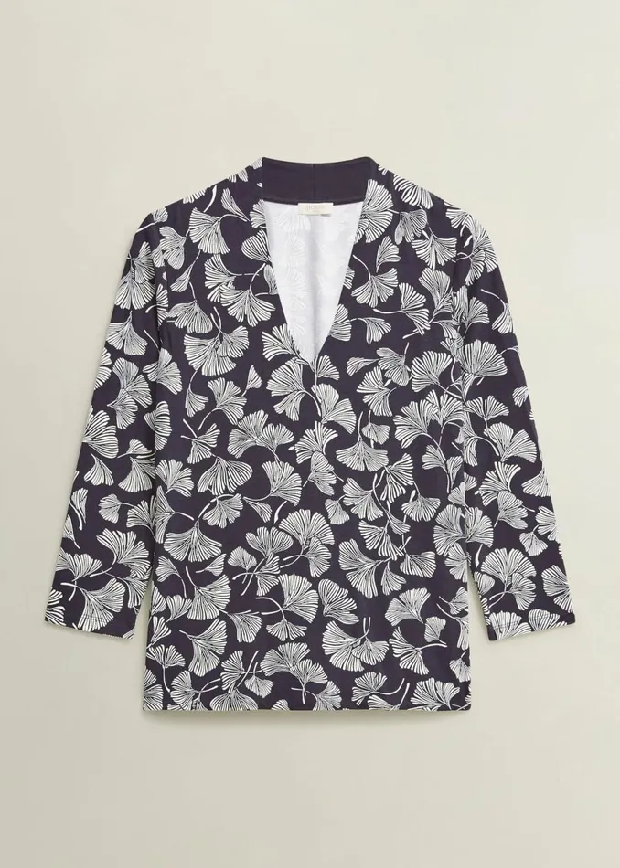 Women Tops Hobbs Aimee Printed Top Navy Ivory