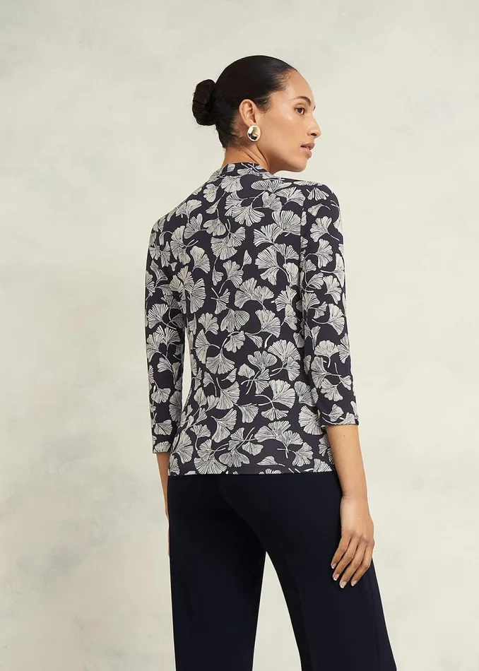 Women Tops Hobbs Aimee Printed Top Navy Ivory