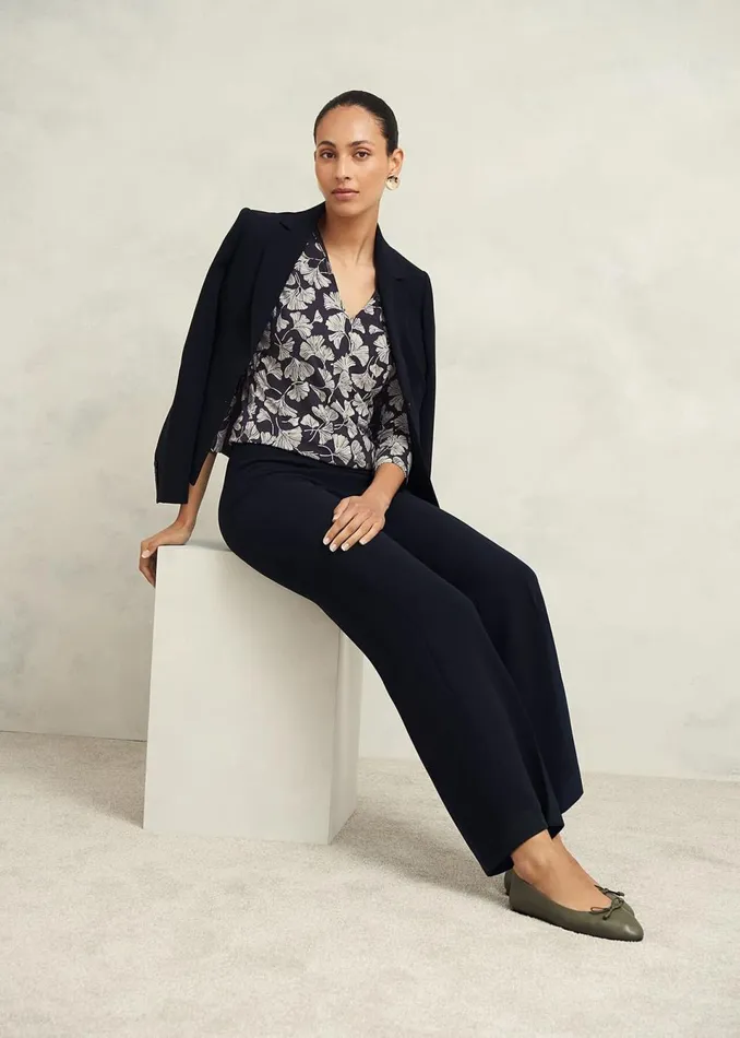 Women Tops Hobbs Aimee Printed Top Navy Ivory