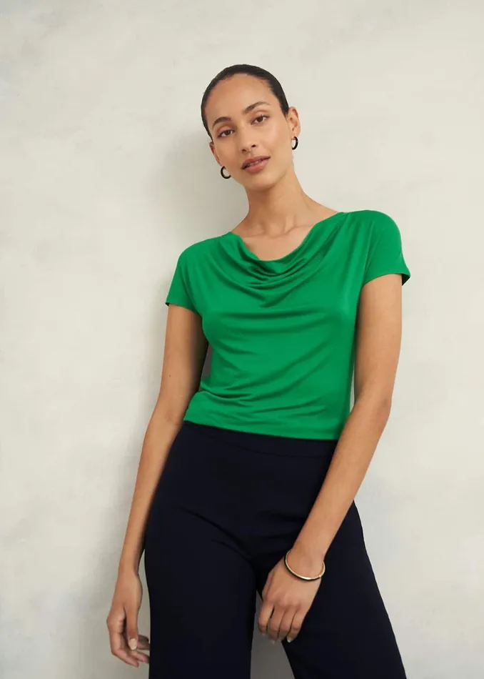 Women Tops Hobbs Cathy Cowl Neck Top Cilantro Green