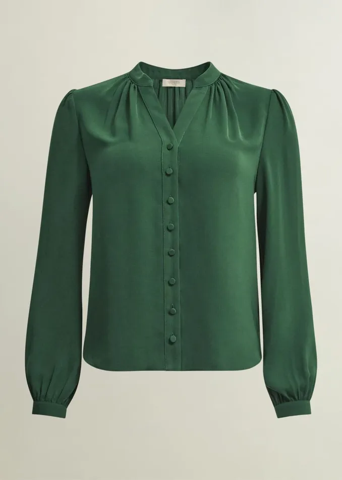 Women Tops Hobbs Peony Blouse Green