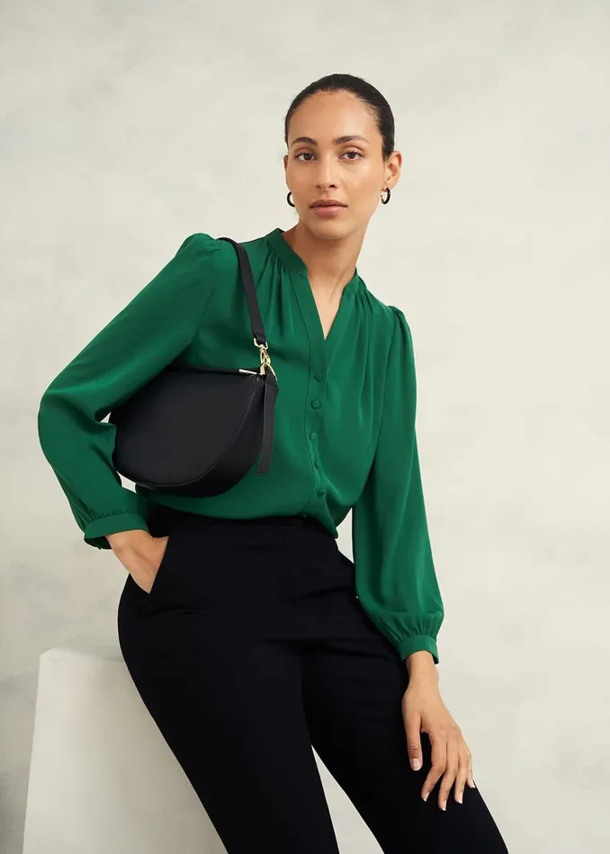 Women Tops Hobbs Peony Blouse Green