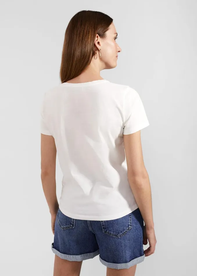 Women Tops Hobbs Pixie Cotton Embroidered TShirt Ivory Pink