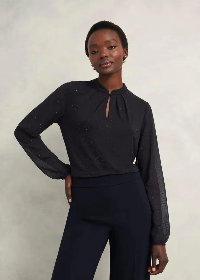 Women Tops Hobbs Shanice Sparkle Top Hobbs Navy