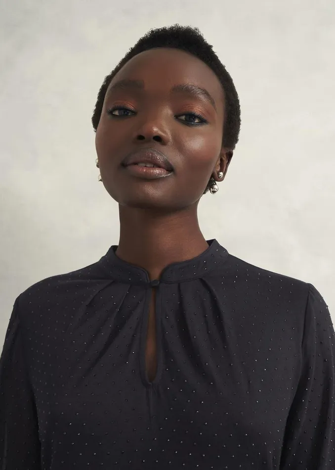 Women Tops Hobbs Shanice Sparkle Top Hobbs Navy