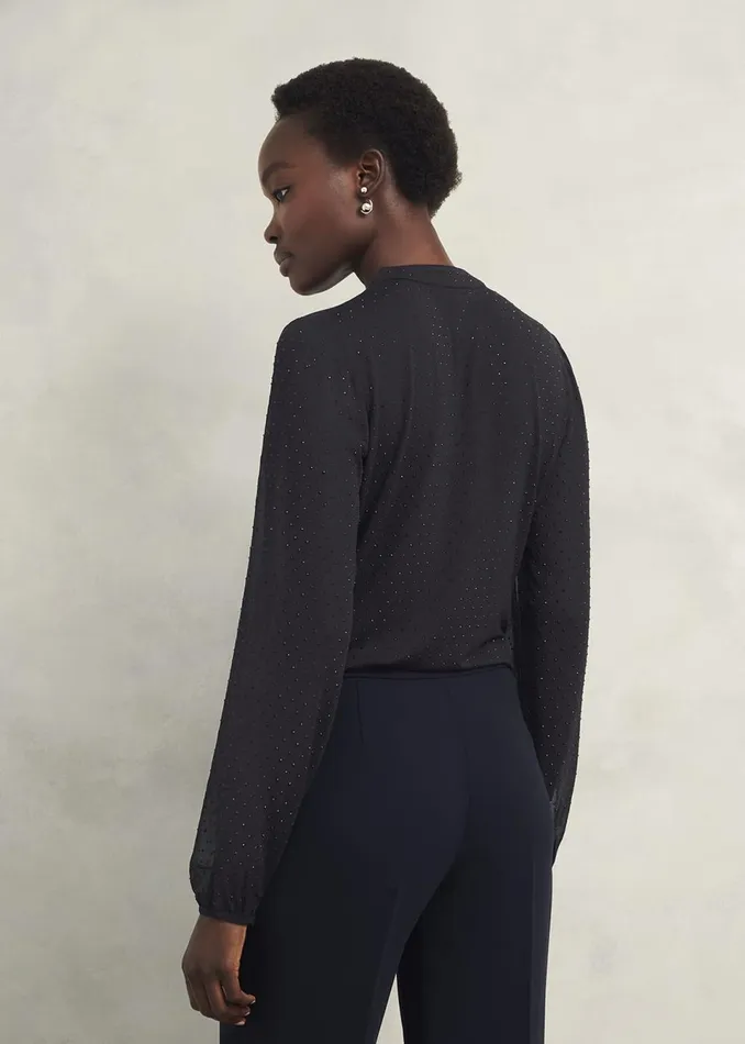 Women Tops Hobbs Shanice Sparkle Top Hobbs Navy