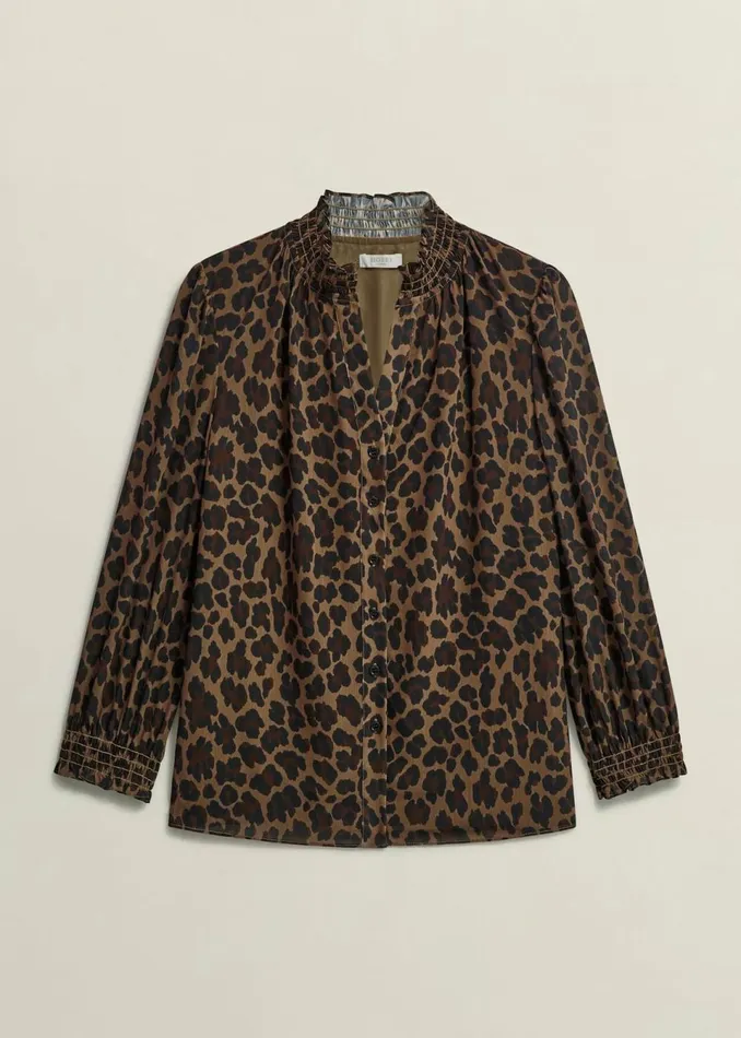 Women Tops Hobbs Tatiana Blouse Camel Multi