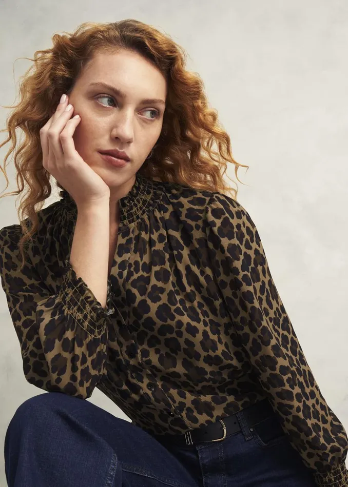 Women Tops Hobbs Tatiana Blouse Camel Multi