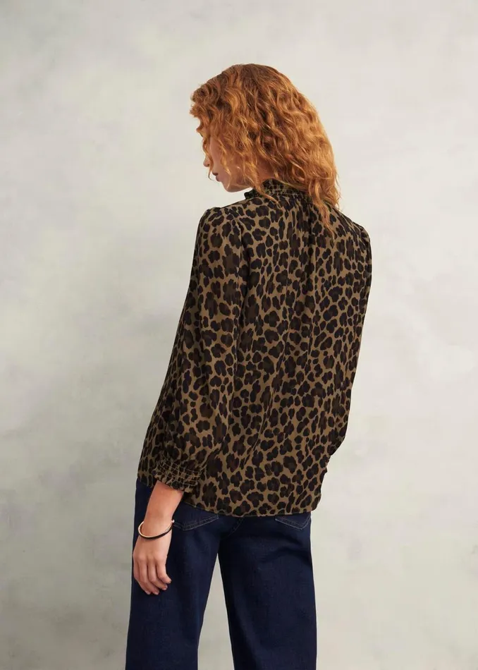 Women Tops Hobbs Tatiana Blouse Camel Multi