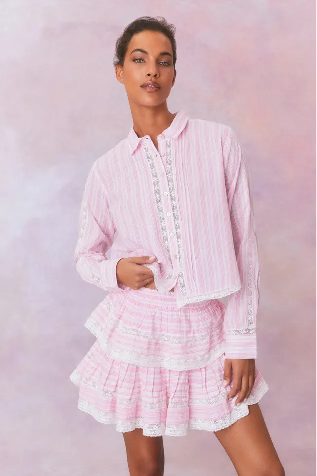 Women Tops LoveShackFancy Rosaway Cotton Stripe Top Captiva Pink