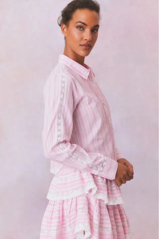 Women Tops LoveShackFancy Rosaway Cotton Stripe Top Captiva Pink