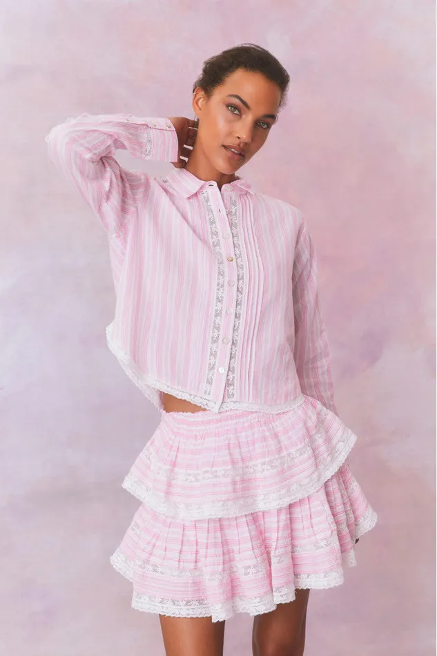 Women Tops LoveShackFancy Rosaway Cotton Stripe Top Captiva Pink