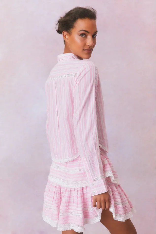 Women Tops LoveShackFancy Rosaway Cotton Stripe Top Captiva Pink