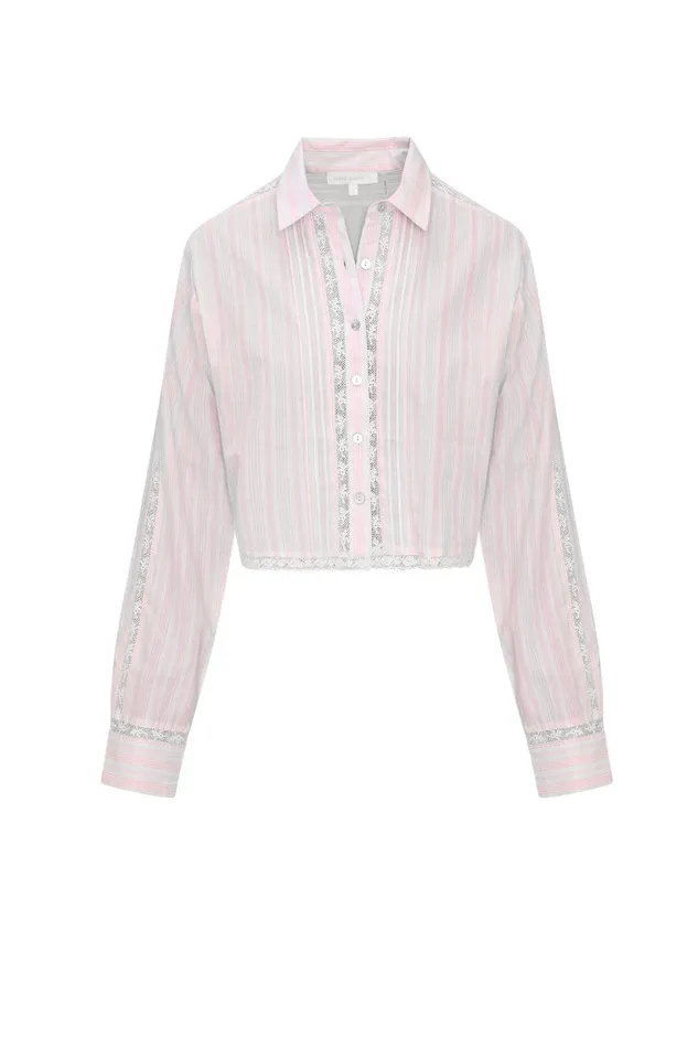 Women Tops LoveShackFancy Rosaway Cotton Stripe Top Captiva Pink