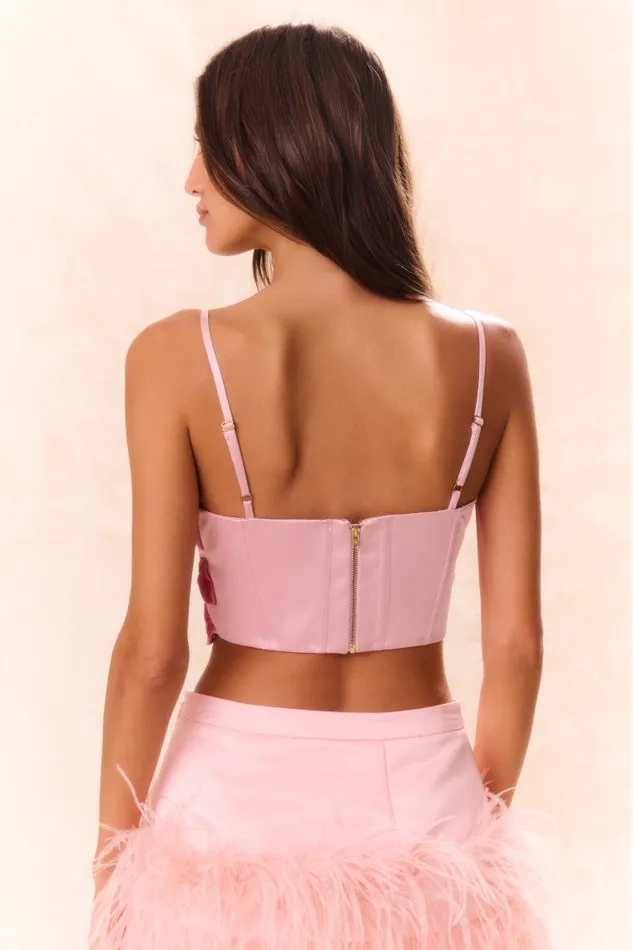 Women Tops LoveShackFancy Woodley Bow Bustier Top Pink Multi