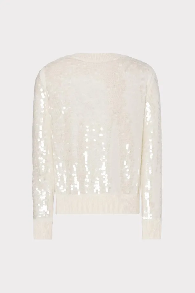 Women Tops Milly Ilaria Sequin VNeck Sweater Ecru Women Tops Milly Ilaria Sequin VNeck Sweater Ecru