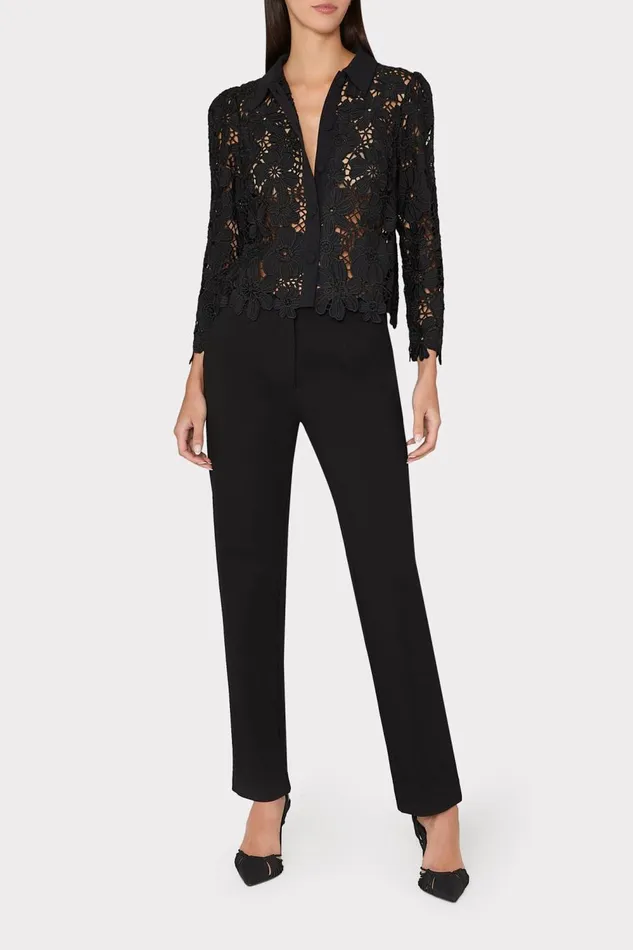 Women Tops Milly June Roja Lace Top Black Women Tops Milly June Roja Lace Top Black