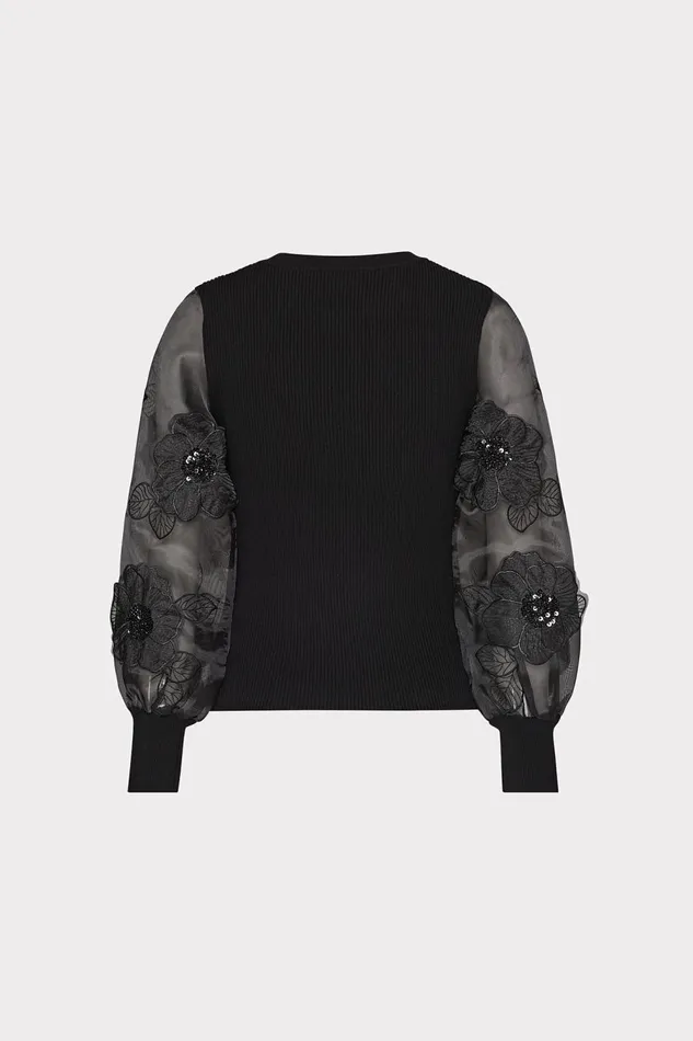 Women Tops Milly Koda Combo Sleeve Knit Top Black
