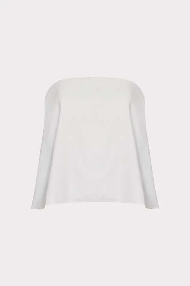 Women Tops Milly Solid Linen Strapless Top White