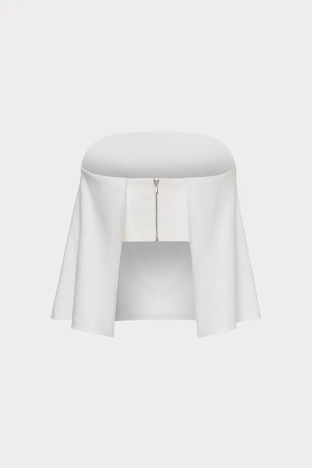 Women Tops Milly Solid Linen Strapless Top White