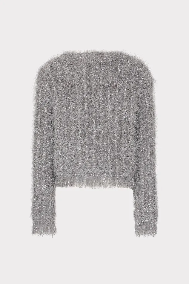 Women Tops Milly Textured Fringe Cardigan Silver