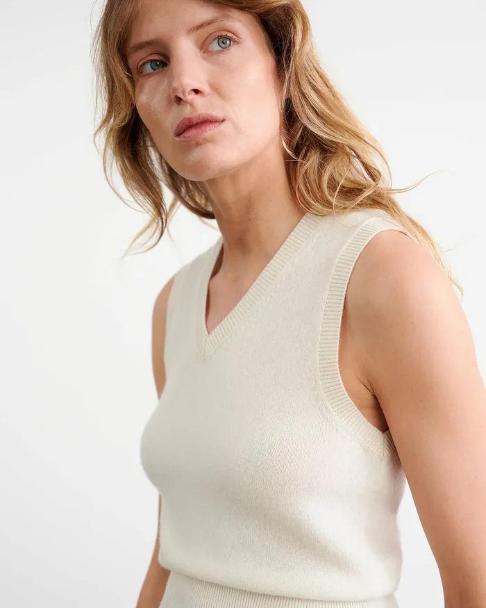 Women Tops Nili Lotan FEBRUARY CASHMERE TANK Ivory