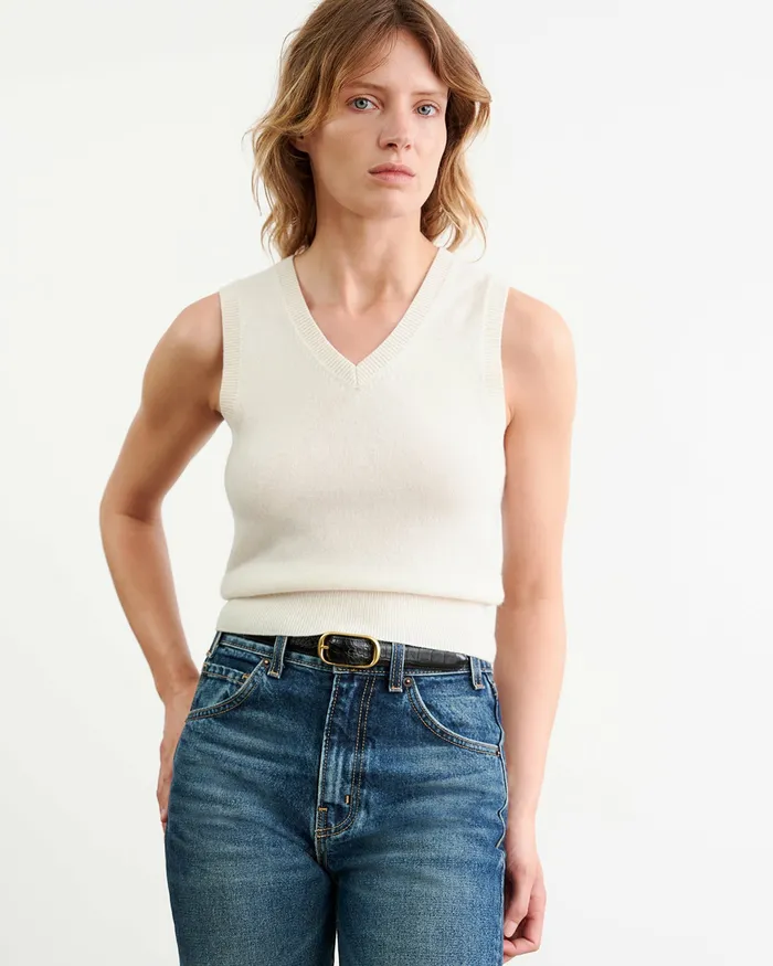 Women Tops Nili Lotan FEBRUARY CASHMERE TANK Ivory