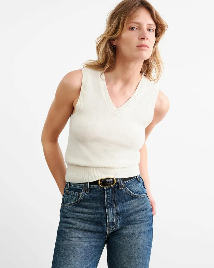 Women Tops Nili Lotan FEBRUARY CASHMERE TANK Ivory