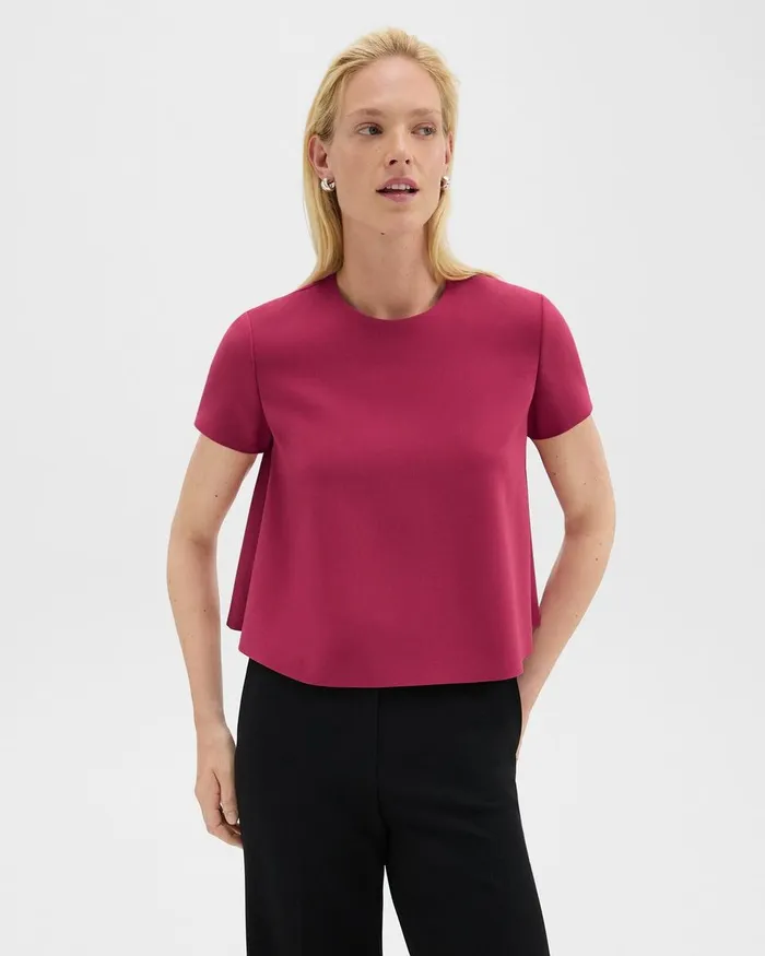 Women Tops Theory ALine Top In Admiral Crepe Deep Rose