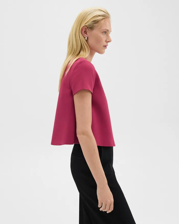 Women Tops Theory ALine Top In Admiral Crepe Deep Rose