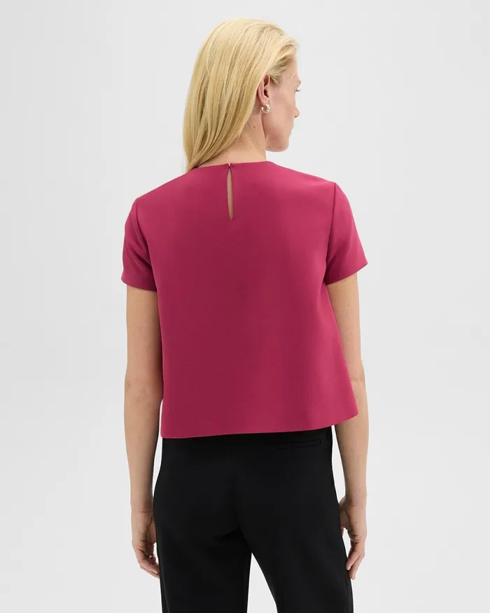 Women Tops Theory ALine Top In Admiral Crepe Deep Rose