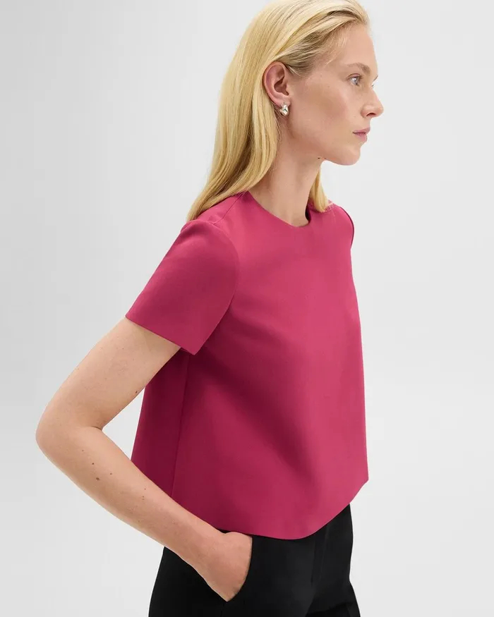 Women Tops Theory ALine Top In Admiral Crepe Deep Rose