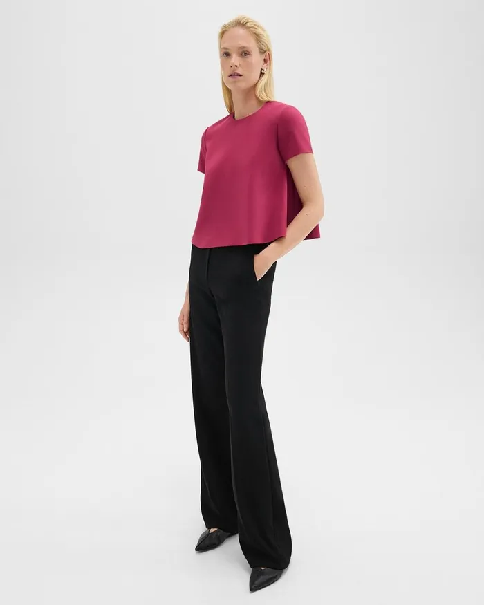Women Tops Theory ALine Top In Admiral Crepe Deep Rose