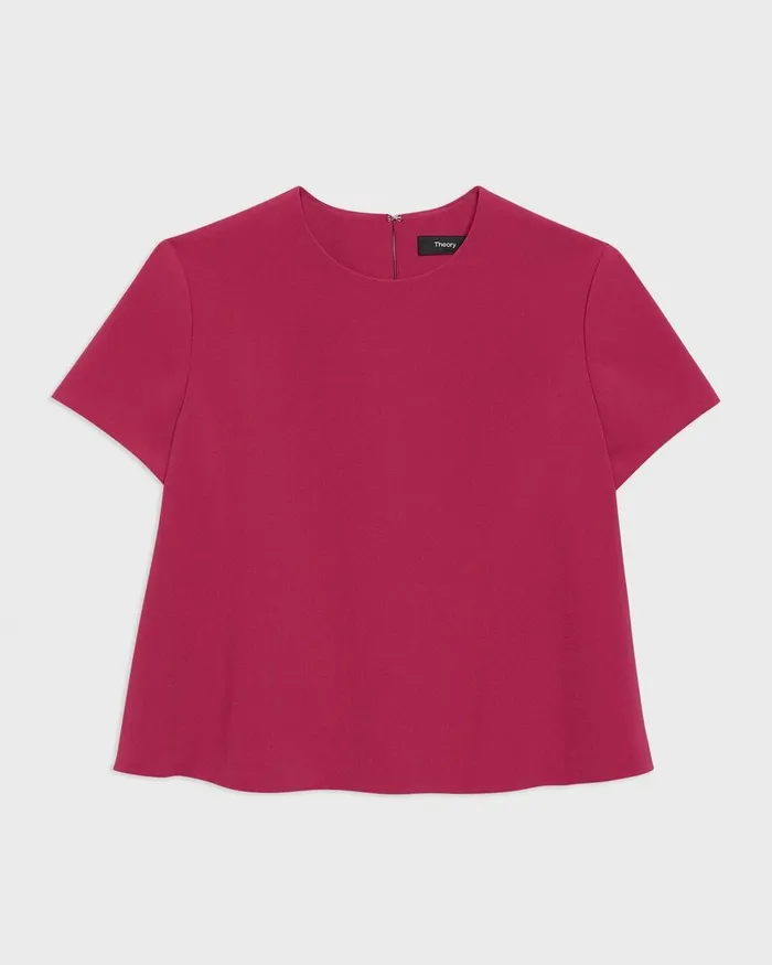 Women Tops Theory ALine Top In Admiral Crepe Deep Rose