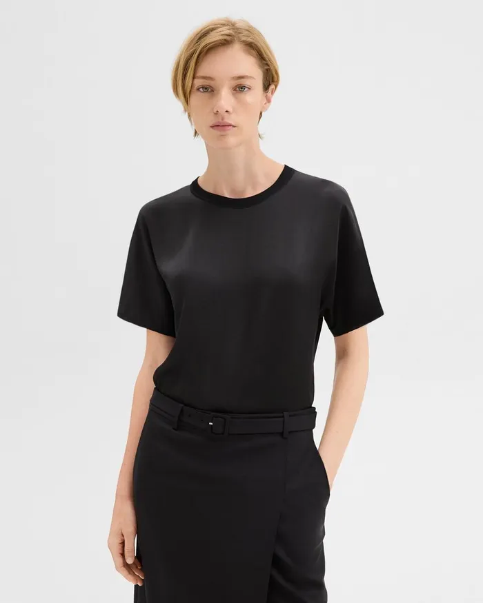 Women Tops Theory Dolman Sleeve Tee In Recycled Satin Black