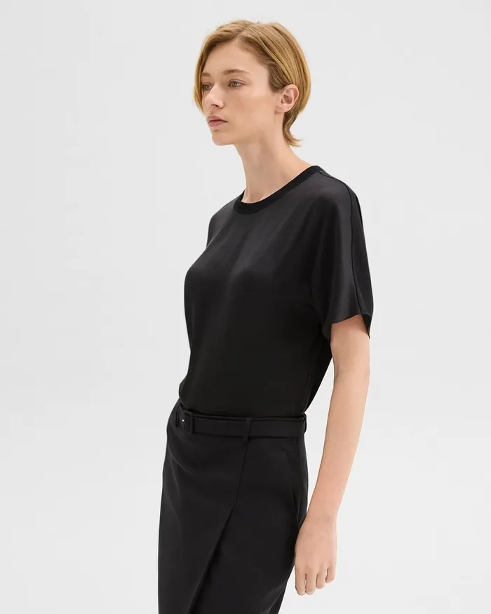 Women Tops Theory Dolman Sleeve Tee In Recycled Satin Black