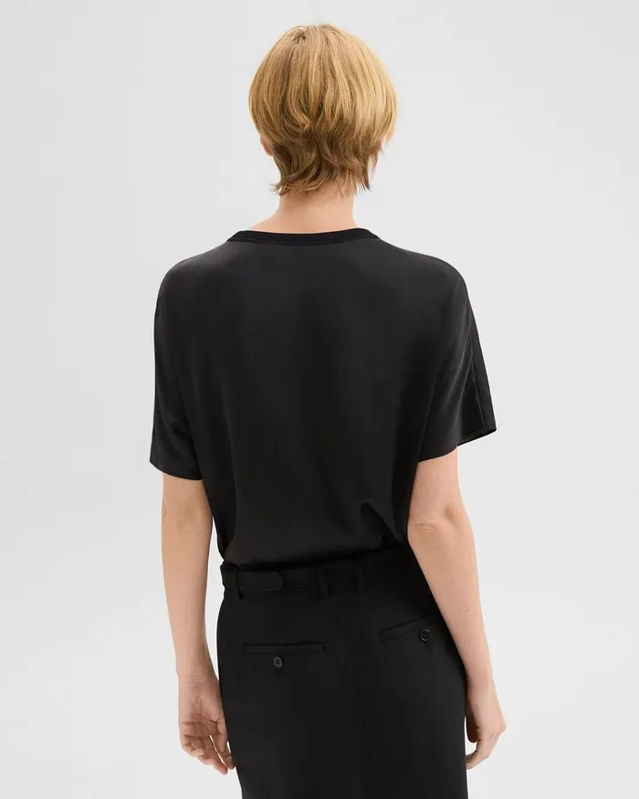 Women Tops Theory Dolman Sleeve Tee In Recycled Satin Black