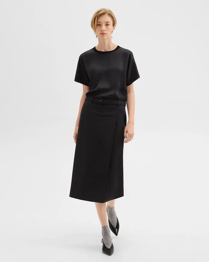 Women Tops Theory Dolman Sleeve Tee In Recycled Satin Black